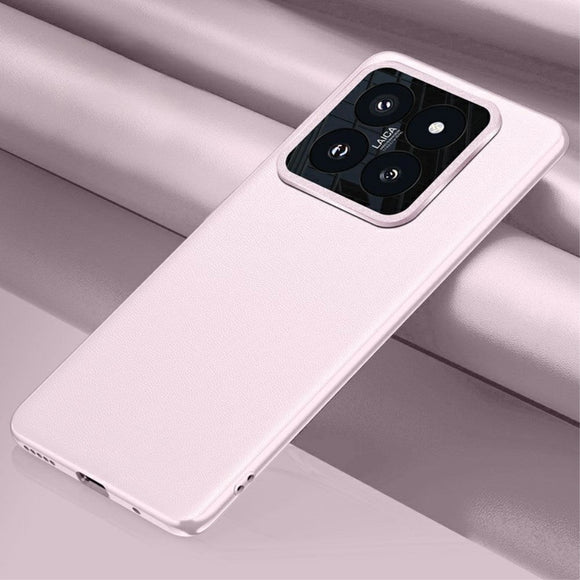 Xiaomi 14 Pro Læderbelagt Plastik Cover m. Indbygget Kamerabeskytter - Lyserød
