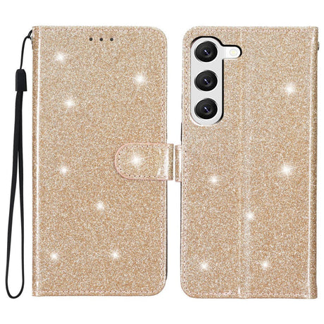Samsung Galaxy S24+ (Plus) Læder Cover m. Pung & Strop - Glimmer - Guld