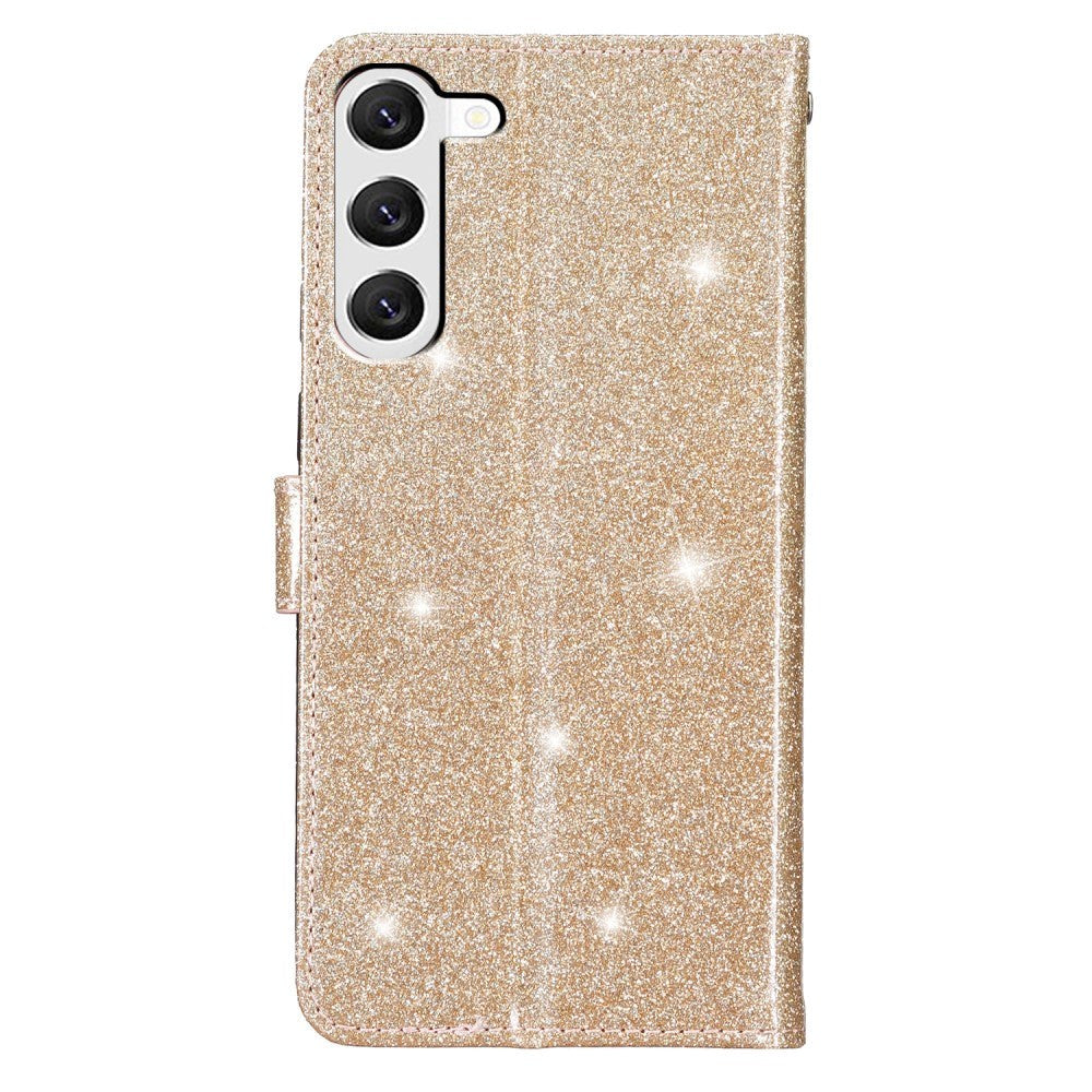 Samsung Galaxy S24+ (Plus) Læder Cover m. Pung & Strop - Glimmer - Guld