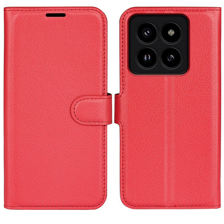 Xiaomi 14 Pro Kunstlæder Cover m. Kortholder & Ståfunktion - Rød