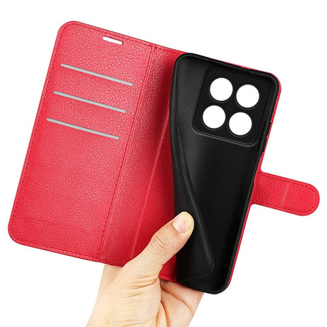 Xiaomi 14 Pro Kunstlæder Cover m. Kortholder & Ståfunktion - Rød