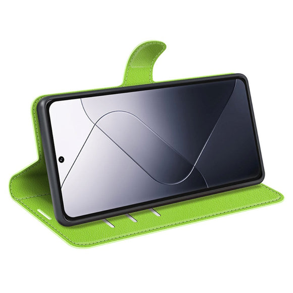 Xiaomi 14 Pro Kunstlæder Cover m. Kortholder & Ståfunktion - Grøn