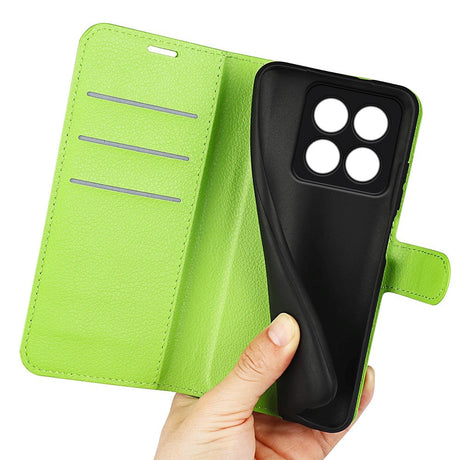 Xiaomi 14 Pro Kunstlæder Cover m. Kortholder & Ståfunktion - Grøn