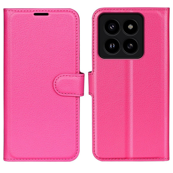 Xiaomi 14 Pro Kunstlæder Cover m. Kortholder & Ståfunktion - Pink
