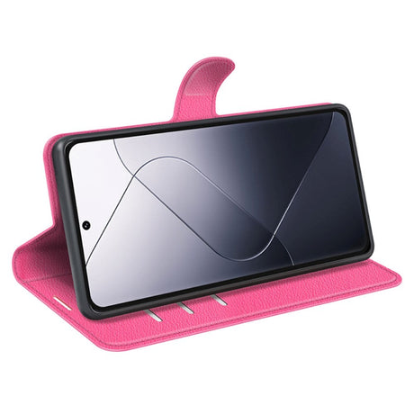 Xiaomi 14 Pro Kunstlæder Cover m. Kortholder & Ståfunktion - Pink