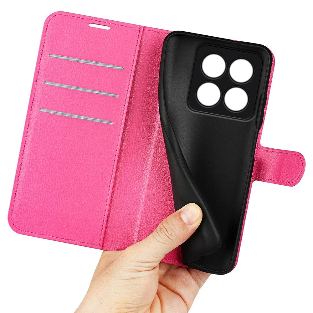 Xiaomi 14 Pro Kunstlæder Cover m. Kortholder & Ståfunktion - Pink