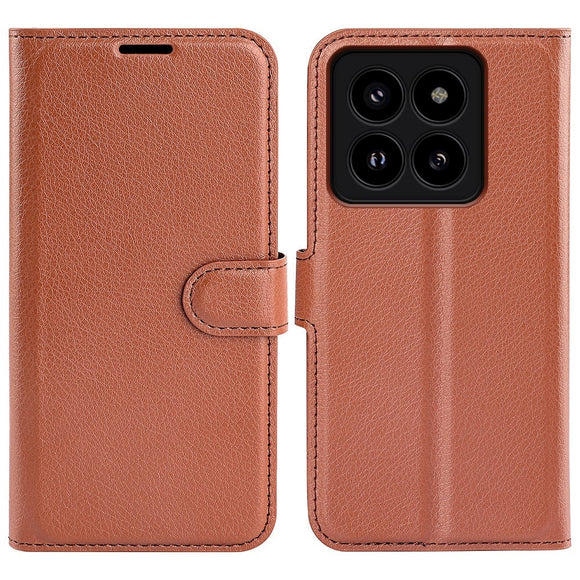 Xiaomi 14 Pro Kunstlæder Cover m. Kortholder & Ståfunktion - Brun
