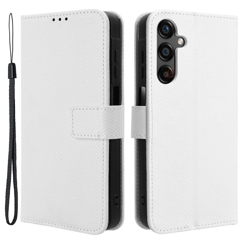 Samsung Galaxy A25 (5G) Læder Cover m. Strop & Tekstur - Hvid
