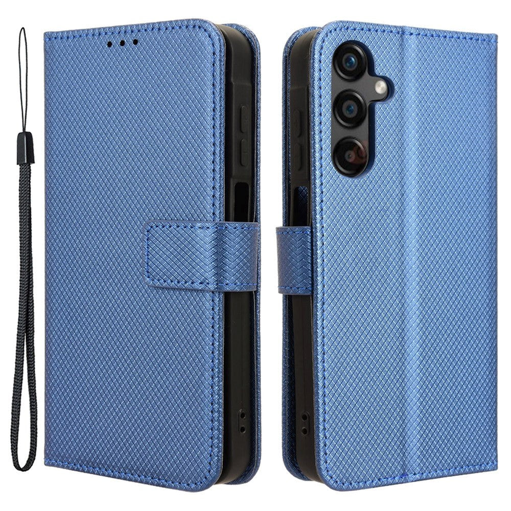 Samsung Galaxy A25 (5G) Læder Cover m. Strop & Tekstur - Blå