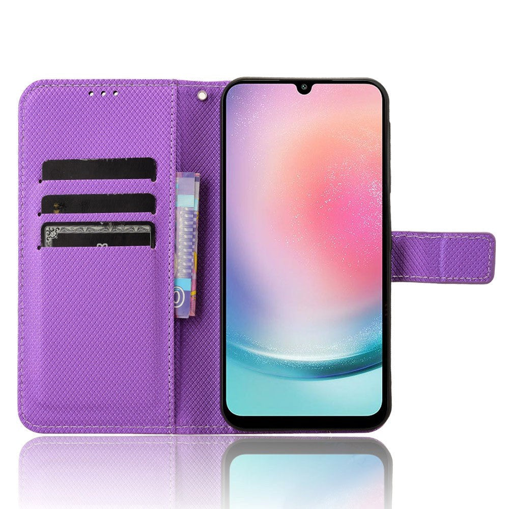 Samsung Galaxy A25 (5G) Læder Cover m. Strop & Tekstur - Lilla
