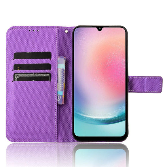 Samsung Galaxy A25 (5G) Læder Cover m. Strop & Tekstur - Lilla