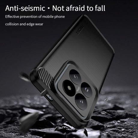 Xiaomi 14 Mofi Brushed Carbon Fiber Fleksibelt Plastik Cover - Rød