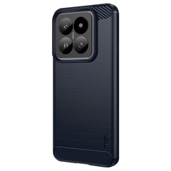 Xiaomi 14 Mofi Brushed Carbon Fiber Fleksibelt Plastik Cover - Blå