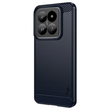 Xiaomi 14 Mofi Brushed Carbon Fiber Fleksibelt Plastik Cover - Blå
