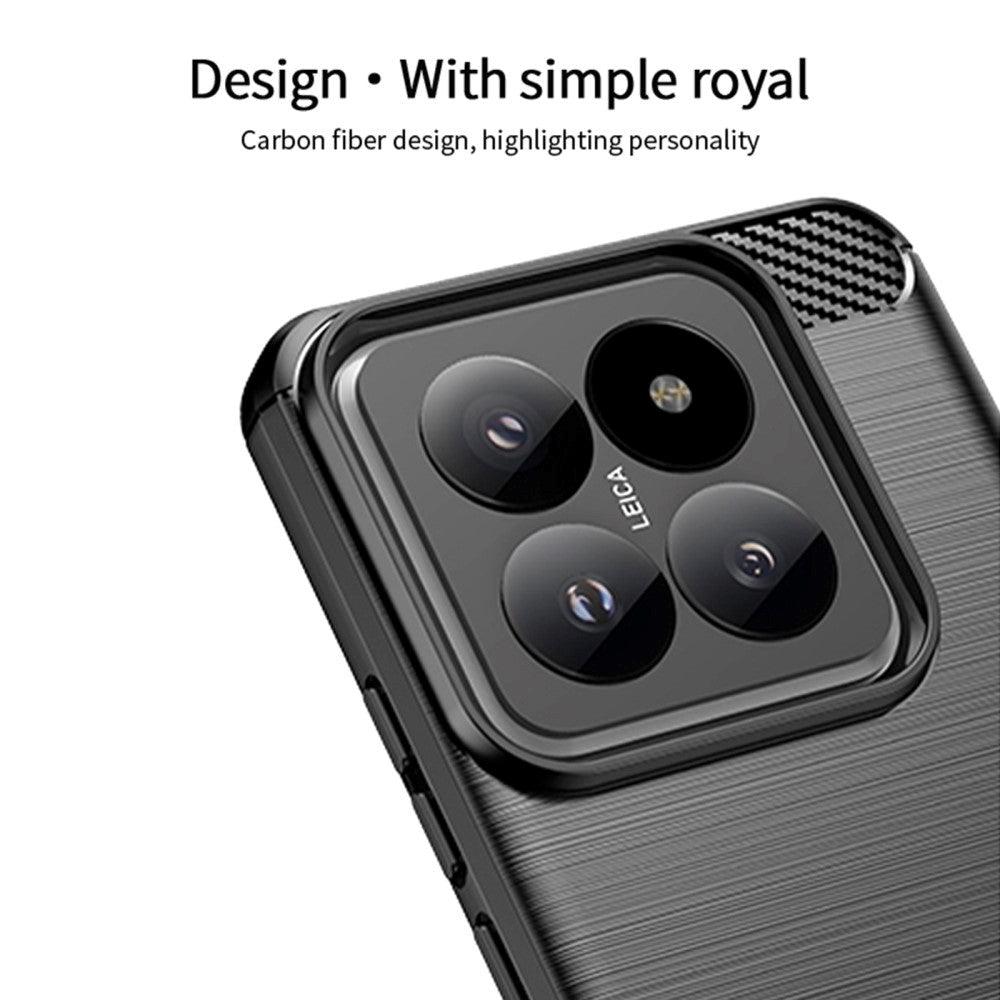 Xiaomi 14 Mofi Brushed Carbon Fiber Fleksibelt Plastik Cover - Blå