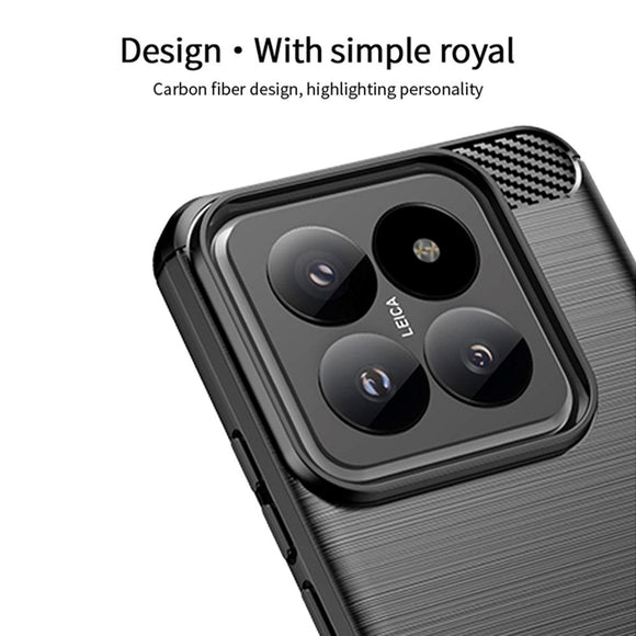Xiaomi 14 Mofi Brushed Carbon Fiber Fleksibelt Plastik Cover - Blå