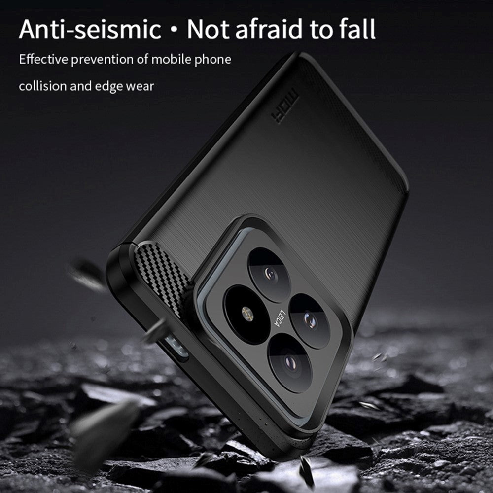 Xiaomi 14 Mofi Brushed Carbon Fiber Fleksibelt Plastik Cover - Blå