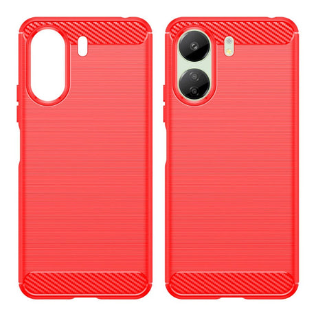 Xiaomi Redmi 13C Brushed Carbon Fiber Fleksibelt Plastik Cover - Rød