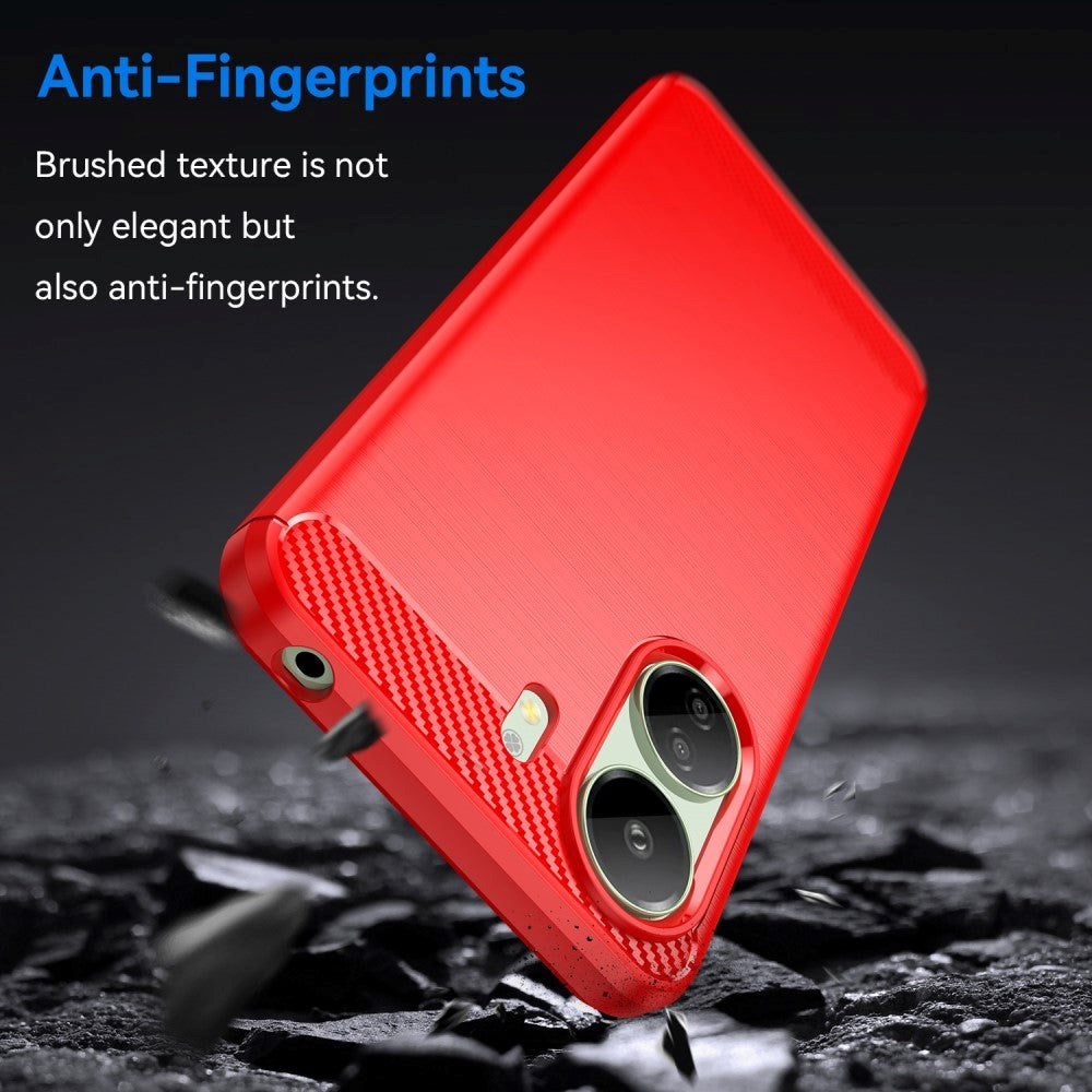 Xiaomi Redmi 13C Brushed Carbon Fiber Fleksibelt Plastik Cover - Rød