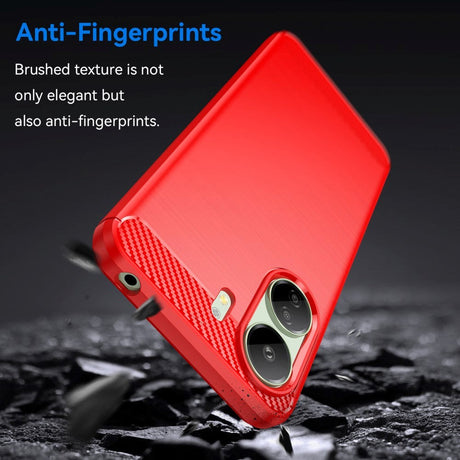Xiaomi Redmi 13C Brushed Carbon Fiber Fleksibelt Plastik Cover - Rød