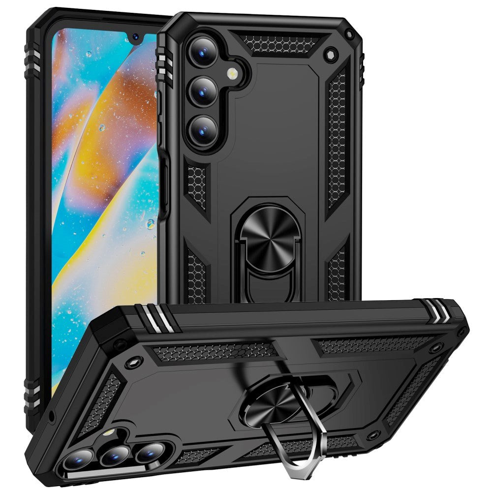 Samsung Galaxy A15 (5G) / A15 Hybrid Håndværker Cover m. Magnetisk Kickstand -  Sort
