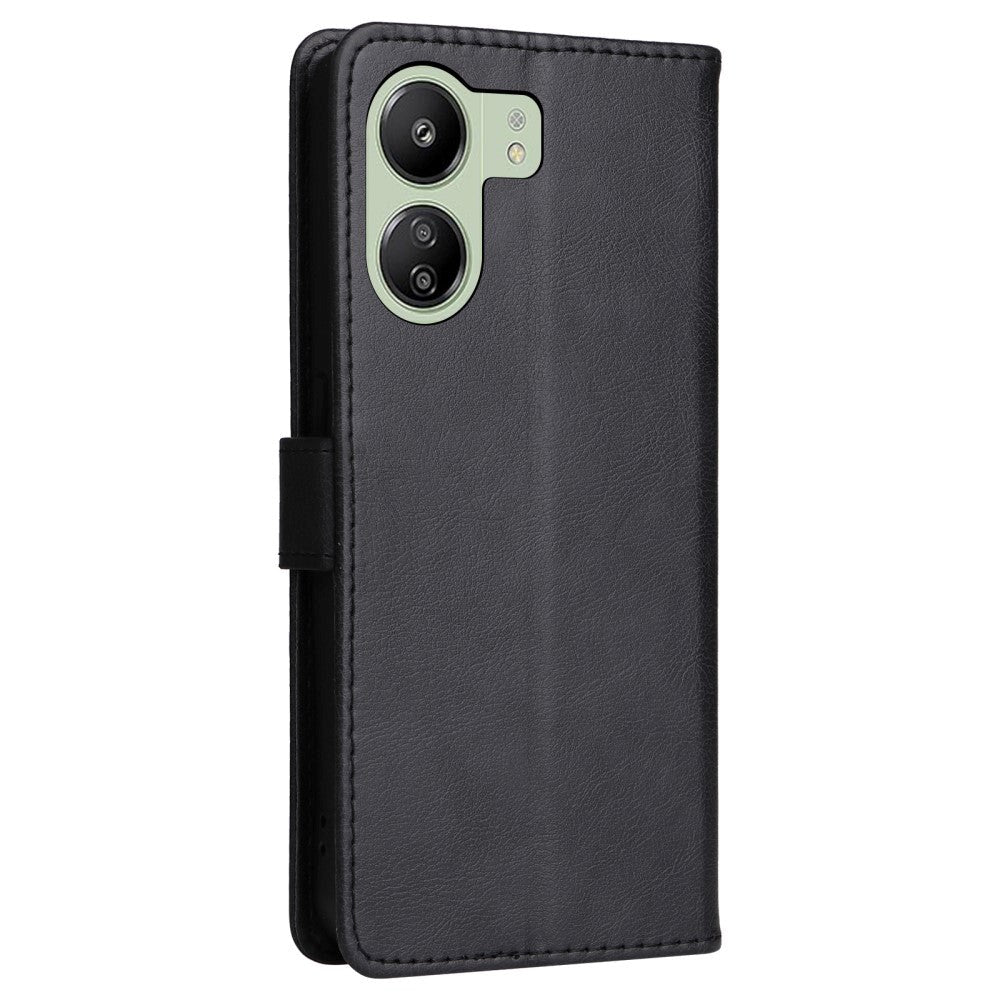 Xiaomi Poco C65 / Redmi 13C Læder Cover m. Pung og Strop - Sort