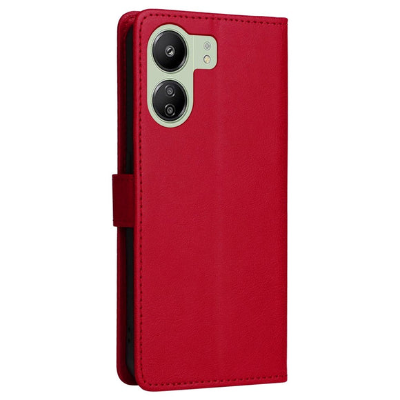 Xiaomi Poco C65 / Redmi 13C Læder Cover m. Pung og Strop - Rød