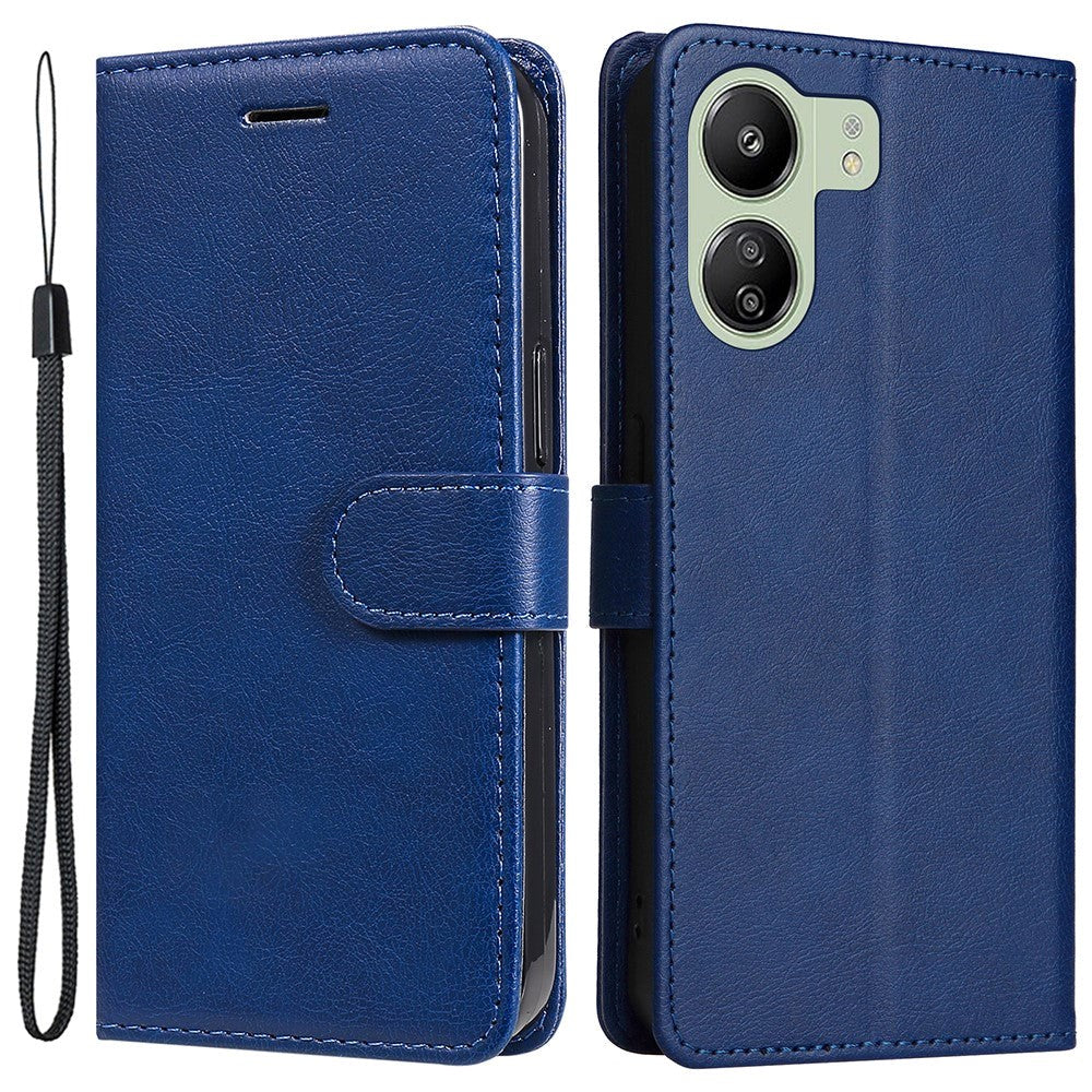 Xiaomi Poco C65 / Redmi 13C Læder Cover m. Pung og Strop - Blå