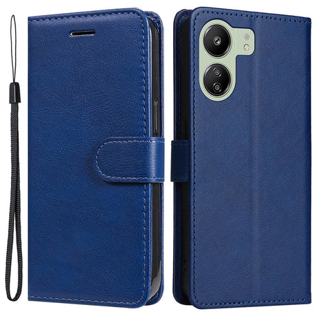 Xiaomi Poco C65 / Redmi 13C Læder Cover m. Pung og Strop - Blå