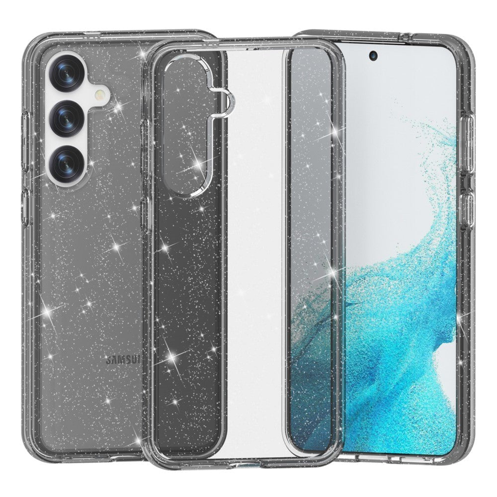 Samsung Galaxy S24 Hybrid Plastik Cover - Sort Glitter