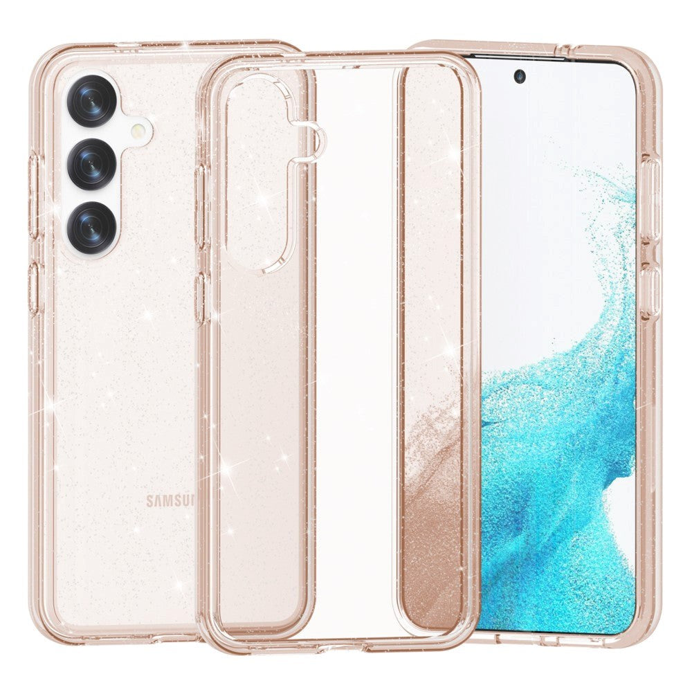 Samsung Galaxy S24 Hybrid Plastik Cover - Rose Gold Glitter