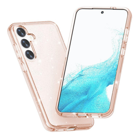 Samsung Galaxy S24 Hybrid Plastik Cover - Rose Gold Glitter