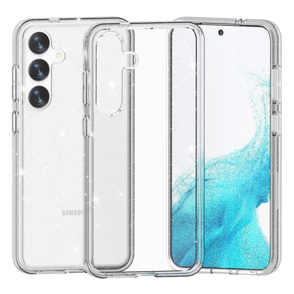 Samsung Galaxy S24 Hybrid Plastik Cover - Gennemsigtig Glitter