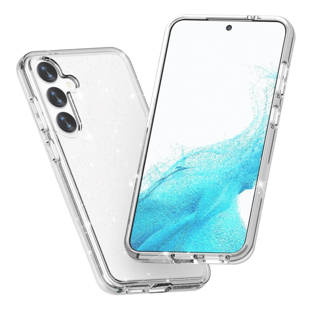 Samsung Galaxy S24 Hybrid Plastik Cover - Gennemsigtig Glitter
