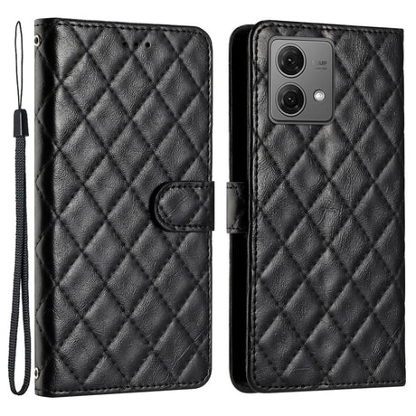 EIDERWOOD Motorola Moto G84 Læder Cover m. Pung & Strop - Rhombus - Sort