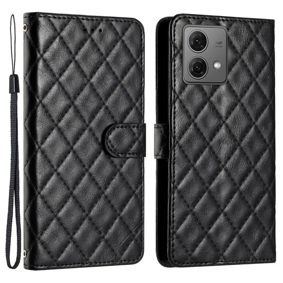 EIDERWOOD Motorola Moto G84 Læder Cover m. Pung & Strop - Rhombus - Sort