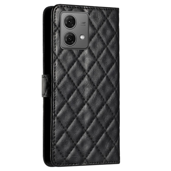 EIDERWOOD Motorola Moto G84 Læder Cover m. Pung & Strop - Rhombus - Sort