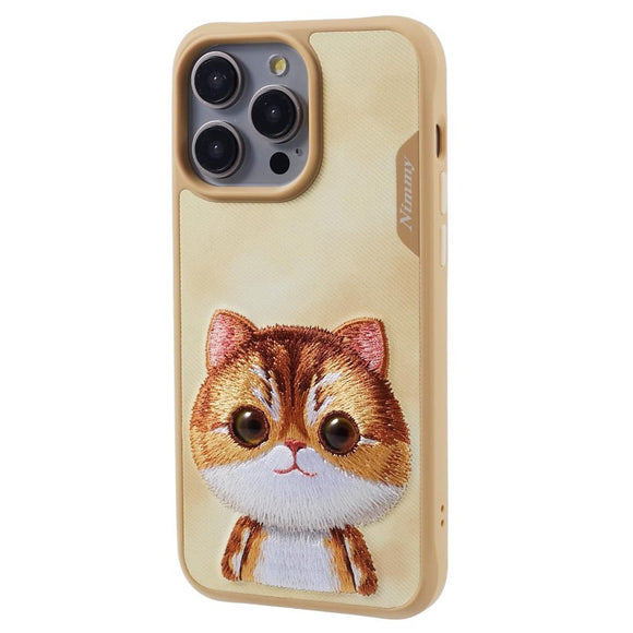 iPhone 15 Pro Hybrid Cover m. Dyremotiv & Brodering - Orange Kat