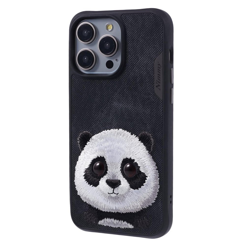 iPhone 15 Pro Hybrid Cover m. Dyremotiv & Brodering - Panda