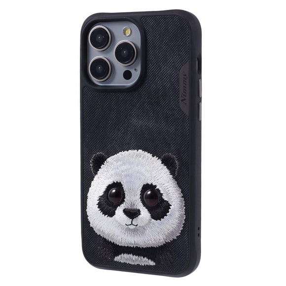 iPhone 15 Pro Hybrid Cover m. Dyremotiv & Brodering - Panda