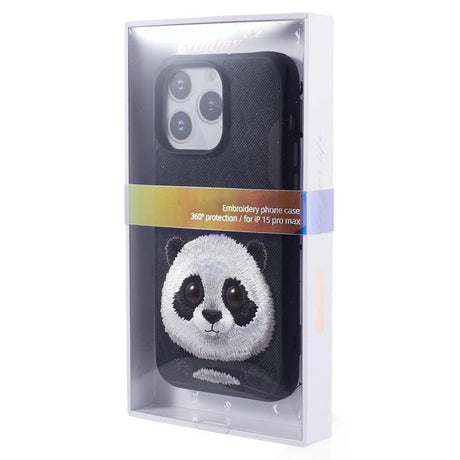 iPhone 15 Pro Hybrid Cover m. Dyremotiv & Brodering - Panda