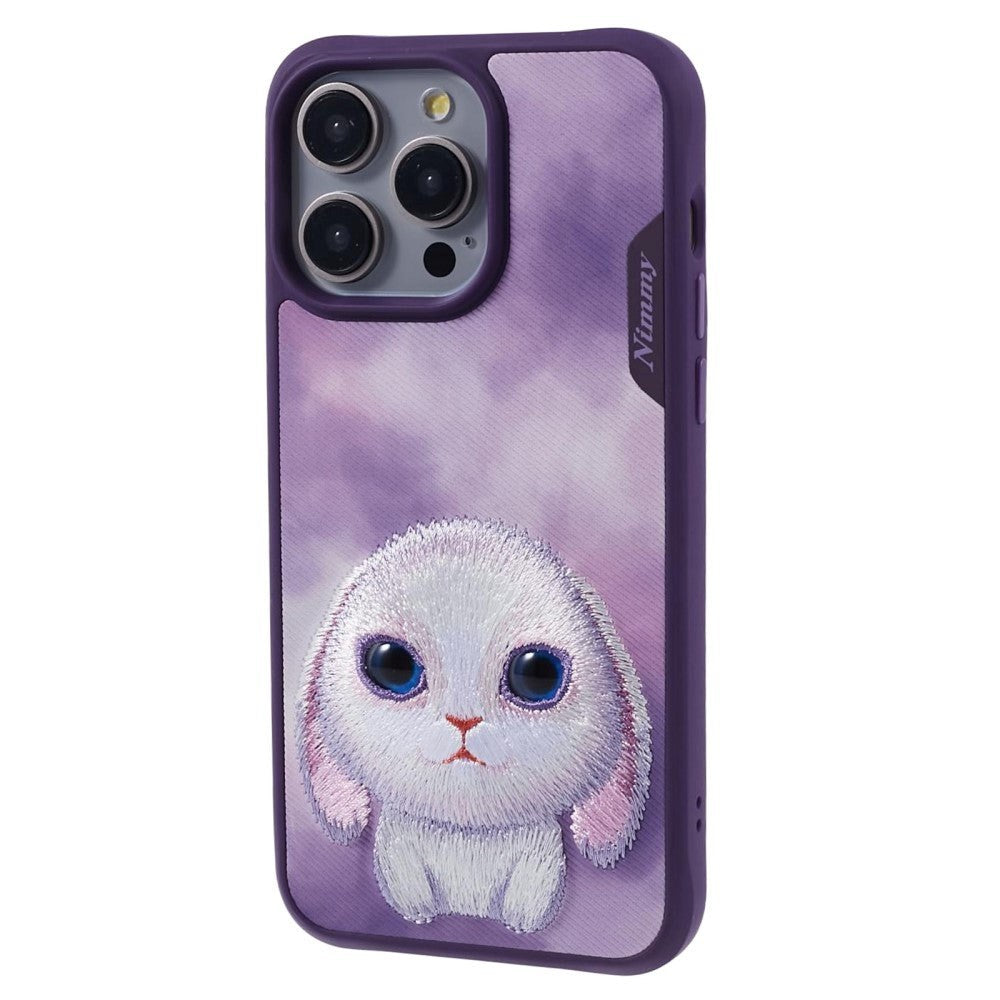 iPhone 15 Pro Hybrid Cover m. Dyremotiv & Brodering - Kanin