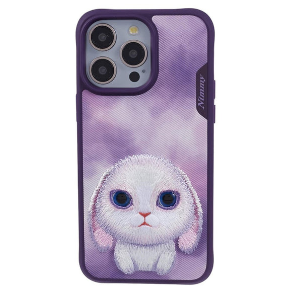 iPhone 15 Pro Hybrid Cover m. Dyremotiv & Brodering - Kanin