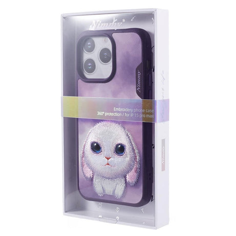 iPhone 15 Pro Hybrid Cover m. Dyremotiv & Brodering - Kanin