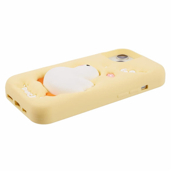 EIDERWOOD iPhone 14 Silikone Cover med 3D Andedesign - Gul