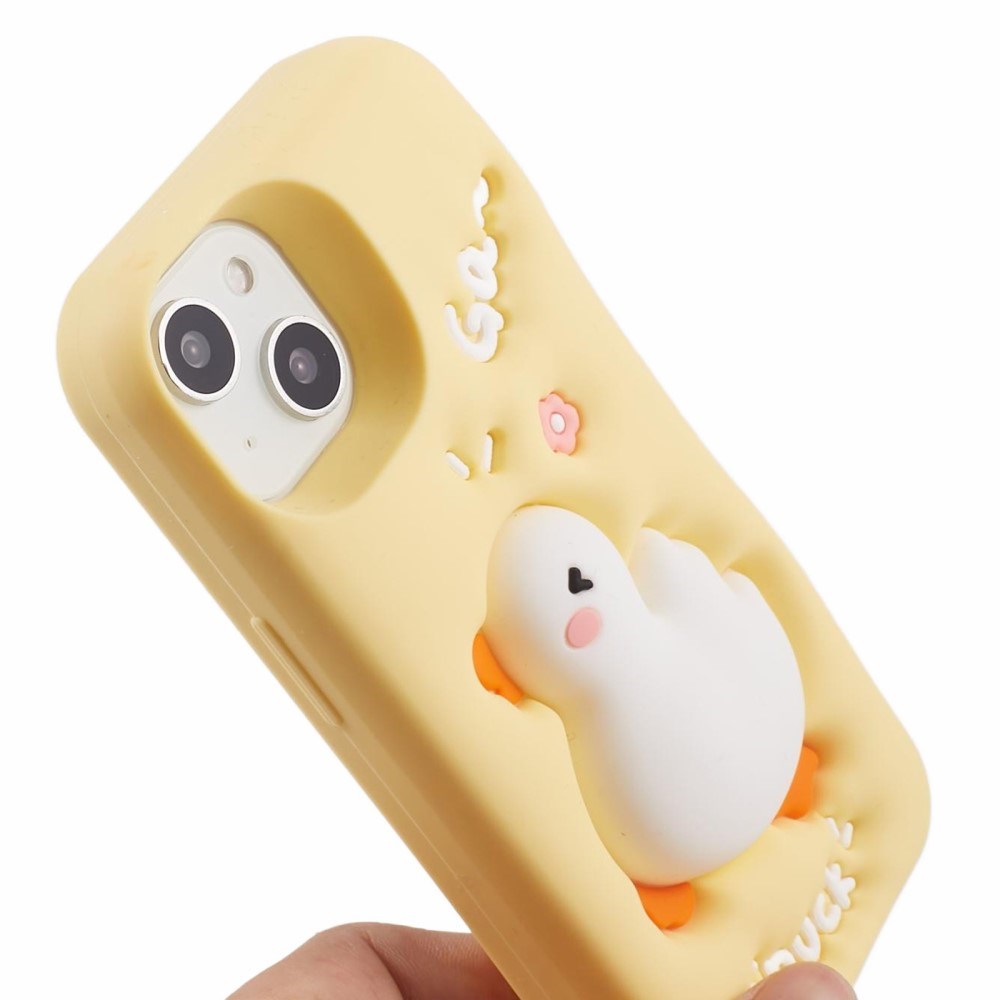 EIDERWOOD iPhone 14 Silikone Cover med 3D Andedesign - Gul