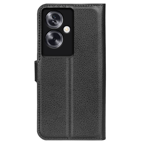 EIDERWOOD OPPO A79 (5G) Litchi Læder Cover m. Pung & Ståfunktion - Sort