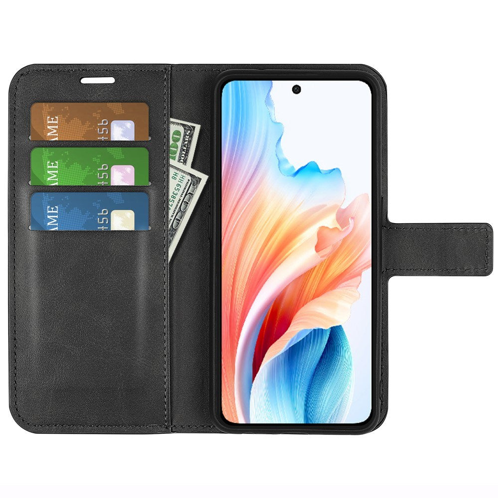 EIDERWOOD OPPO A79 (5G) / A2 (5G) Læder Cover m. Kortholder & Ståfunktion - Sort