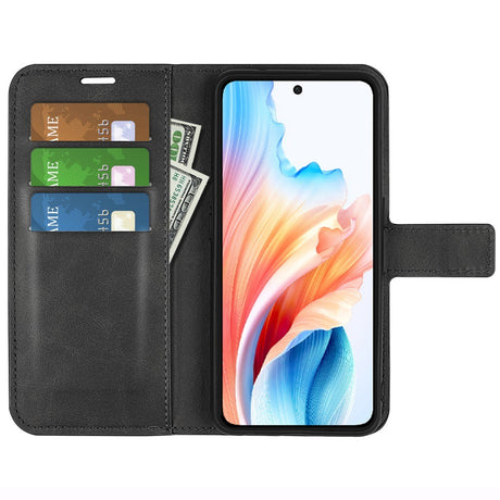 EIDERWOOD OPPO A79 (5G) / A2 (5G) Læder Cover m. Kortholder & Ståfunktion - Sort