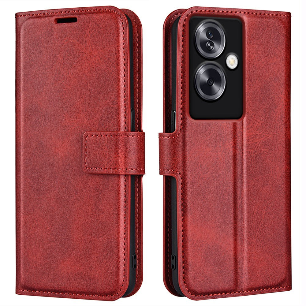 EIDERWOOD OPPO A79 (5G) / A2 (5G) Læder Cover m. Kortholder & Ståfunktion - Rød